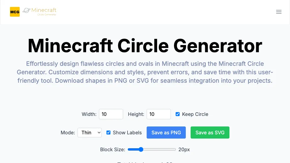 Minecraft Circle Generator